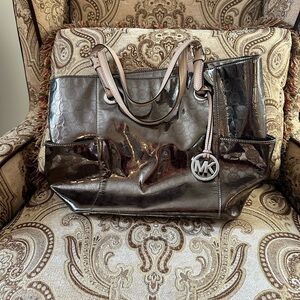 Michael Kors Shiny Brown Tote Bag